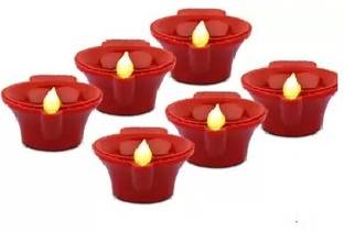 THUNDER Water Sensor Led Diyas Candle with Water Sensing Technology, Led Diya Plastic Plastic (Pack of 6) Table Diya Set
