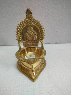 SKYTAIL Sai Baba Pure Brass Diya Oil Lamp Brass Table Diya