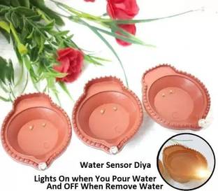 Esselkay Diwali E- Diya Water Sensor Plastic Light Lamp Pack Of 6 Plastic (Pack of 6) Table Diya