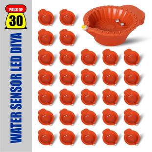 SLYKA Battery Powered Led based water sensor Diyas for Diwali, Home, Mandir decoration Plastic (Pack of 30) Table Diya Set