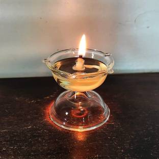 Sidhhi Sidhhi Akhand Jyoti Diya for Puja Glass (Pack of 3) Table Diya