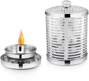 POGON Akhand Jyoti | Akhand Diya | Deepak with Cover Stainless Steel Table Diya
