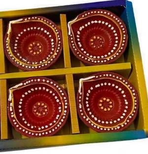 Signature Designer Diya Oil Small Earthenware Table Diya Set