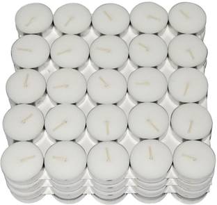 Pride Kraft Set of 100 unscented wax tealight candles. Aluminium, Silicone (Pack of 100) Table Diya