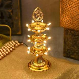 ridhii creations 3 Layer OM Electric 21 LED Diya Stand/Diwali Decorations/Diwali Pooja/Home Decor Plastic Table Diya