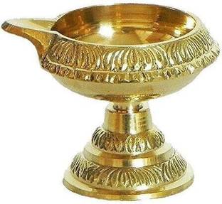 mnaonline Very small 1.5 Inch Designer Brass Diya / Pooja Deepak Brass Table Diya