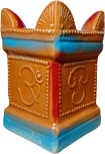 blaji tradings Ceramic Clay Lamp (Thulasi Madam Shape) for Home and Temple Decorations Ceramic Table Diya