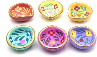 BS NATURAL Earthenware (Pack of 6) Table Diya