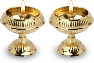 पॉशिफाई kuber Nanda spl. Brass Diya (pack of 2)- Handcrafted Traditional Indian Oil Lamp पीतल (2 का पैक) टेबल दीया सेट