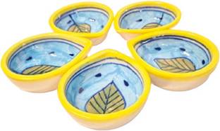PRIME HOMES Ceramic Diya Holder Diwali Gift Designer Decorative Diyas for Gifts Ceramic (Pack of 5) Table Diya Set