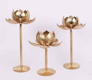 AYEZA HANDICRAFTS Dates tree shape table diya Iron (Pack of 3) Table Diya Set