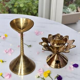 Divine Bazaar Brass (Pack of 2) Table Diya Set
