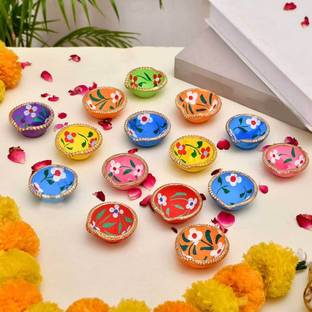 BS NATURAL Terracotta, Earthenware (Pack of 20) Table Diya Set