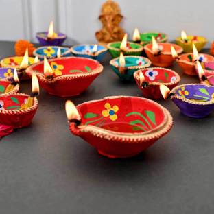 Yasrean Terracotta, Earthenware Table Diya Set