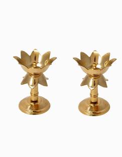 Crinikle Brass (Pack of 2) Table Diya Set