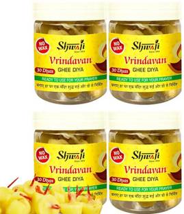 Shivaji Vrindavan Ghee Diya (0% Wax) 30 Pcs in A Pack, Total 4 Pack (120 Diyas) Cotton (Pack of 4) Table Diya