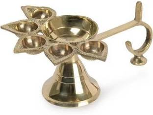 DARIDRA BHANJAN arti diya | arti diya | aarti diya | aarti standfive face diya | panch diya brass table | panchmukhi deepak | pancha pradeep Brass Table Diya