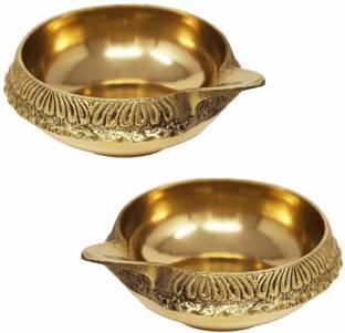 El ROYALE DECOR Kuber Deepak for Pooja Brass (Pack of 2) Table Diya Set