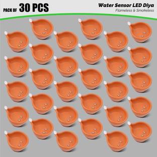 SLYKA 30 Pcs Led Diya Smokeless water sensor diya for diwali Occasion, Home décor Plastic (Pack of 30) Table Diya