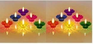 Denique 3D Reflective Shadow Diyas for Diwali Decoration Item for Home Decor | Plastic (Pack of 12) Table Diya Set