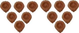 Flipkart SmartBuy Mud Clay Designer lamp Terracotta (Pack of 12) Table Diya Set