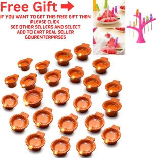 ZURU BUNCH Diwali light battery Operated Traditional Diya Smokeless Water Sensor Led Diyas Plastic (Pack of 30) Table Diya Set