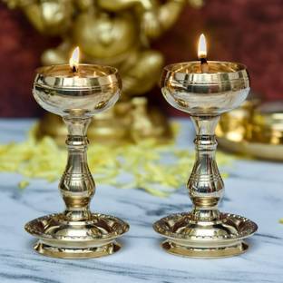 Bhimonee Decor Bhimonee Decor | Udupi Nanda Bowl Diya | Traditional Lighting for Home Brass (Pack of 2) Table Diya