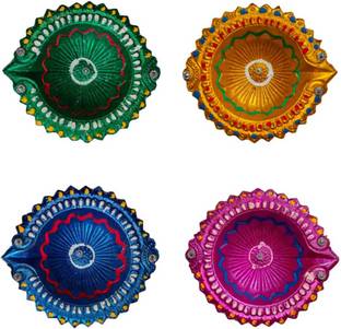 SHREEHARI Diyas Terracotta (Pack of 4) Table Diya