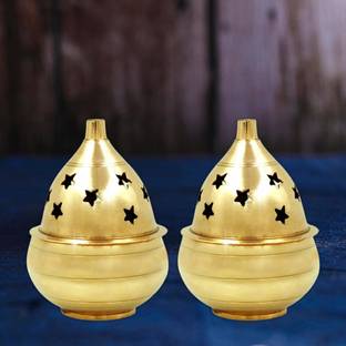 DARIDRA BHANJAN Brass Diya For Deepak Poojan, Akhand Jyot Home Brass Table Diya (Height: 2 inch) Brass (Pack of 2) Table Diya Set