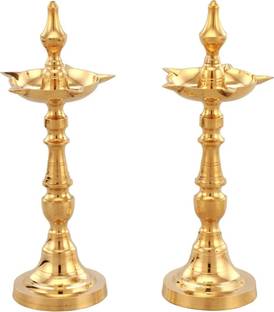 Agni 7 INCH KASHI SAMAI KUTHU VILAKKU Brass (Pack of 2) Table Diya