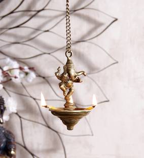Flipkart SmartBuy Brass Dancing Ganesha Hanging 3 Oil Wick Brass Hanging Diya Set