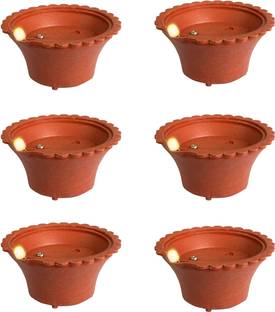 Aakriti Water Led Diyas E-Diya, Led Diyas for Home Office, Pooja Ghar, Festivals Decor Plastic (Pack of 6) Table Diya Set