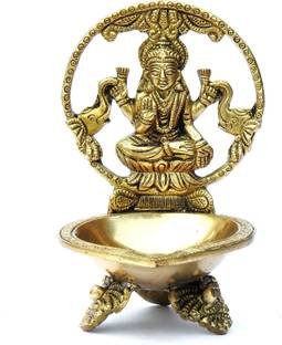 SUSAJJIT DECOR Goddess Lakshmi Brass Diya For Table and Temple Décor Brass Table Diya