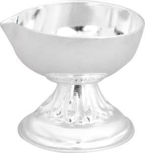 KMJ pure silver 925 BIS Hallmarked diya/deepak/deepam for puja (wt. 16-17 grams) Silver Table Diya