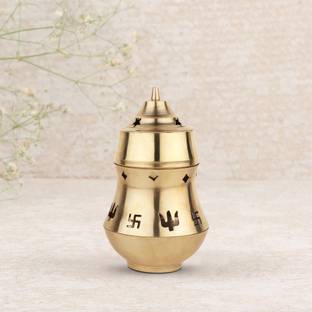 DOKCHAN Brass Oil Lamp Diffuser Incense Kapoor Camphor Essential Fragrance Oil Burner Brass Table Diya