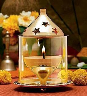 Divine Arts Akhand Diya Medium Size Brass Table Diya