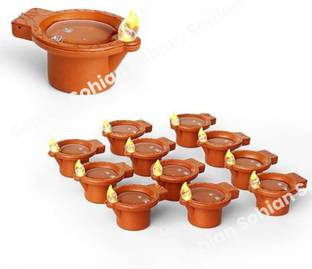 Sohian water sensor electric led diyas candle | led light water sensor diya for diwali Plastic (Pack of 6) Table Diya Set