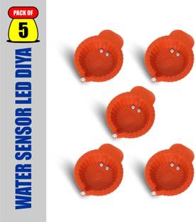 ZURU BUNCH Water sensor Brown Real Diya for Diwali Battery Operated Traditional diya Plastic (Pack of 24) Table Diya Set