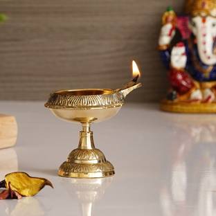 eCraftIndia Decorative Diya Brass Table Diya