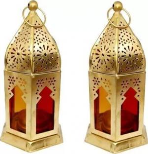 KGN INTERNATIONAL Diya hanging tealight lantern Iron (Pack of 2) Hanging Diya