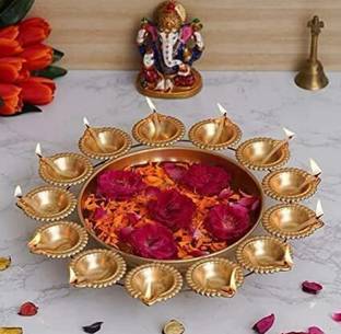 ENOVETICA Decorative Platters 10 Inch Diwali Decoration Iron Table Diya