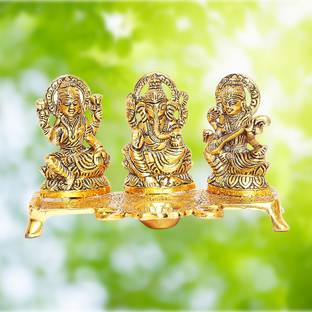 CRAFTCREATION Laxmi Ganesh Saraswati Aluminium Table Diya