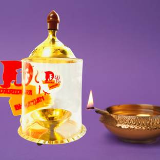 EliteTouch High Quality Borosiliate glass diya, Akhand diya, Akhand jyoti diya Borosilicate Glass Table Diya