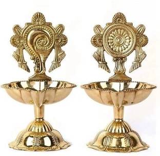Krishna arts Aarti Kapur Burner Brass (Pack of 2) Table Diya