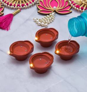 Pascal Water Sensor Led Diya Warm Ambient Lights Led Candles for Home Decor Festival Plastic (Pack of 6) Table Diya