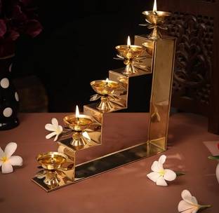 ZUNISHOP brass oil lamp table & hanging multiple diyas Brass Table Diya