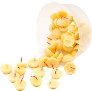 Manjusha Pure Ghee Diya for Home Temple and Office Ghee Diya Ceramic, Cotton (Pack of 50) Table Diya