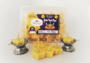 PurpleBliss Pure Ghee Instant Diya - 60 numbers Cotton (Pack of 60) Table Diya Set