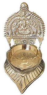 ANANYA INC Brass Kamakshi Singhasan Deep Height 10 cm Pack of 1 Brass Table Diya