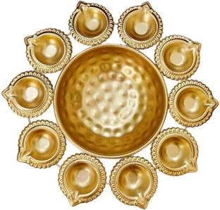 ARVALLEY 10 Diya Shape Flower Decorative For Diwali Festive Decoration Iron Table Diya